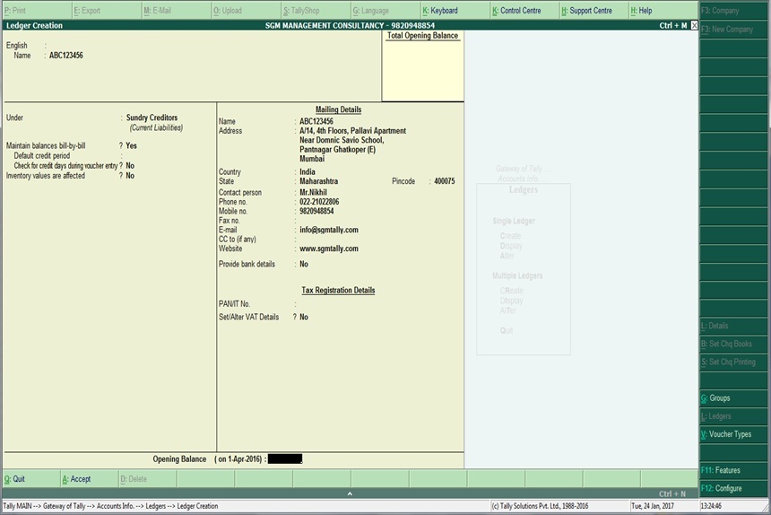 Ledger Master Import